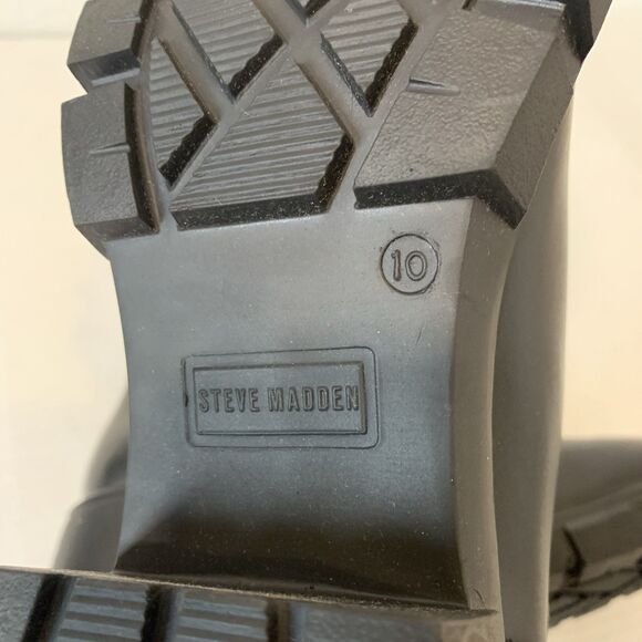 Steve Madden Womens 10 Boots Chunky Platform Chelsea Black Block Heel Grunge NEW - Picture 7 of 7